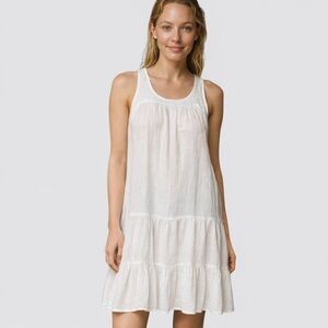 J.Crew Women’s Dress S White Sleeveless Tiered  Hem Summer Casual Lightweight